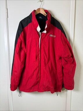 Men’s Red & Black Winter Jacket fleece inner zip out liner. Vantage brand.